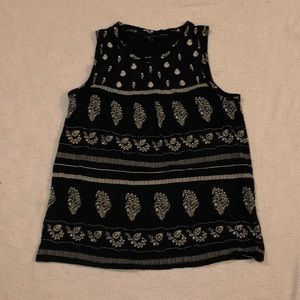 Lucky brand black shirt with white flowers.